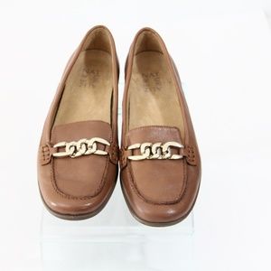 Naturalizer Brown Leather Loafer sz 7.5 Women Moccasin Slip on Shoes austin